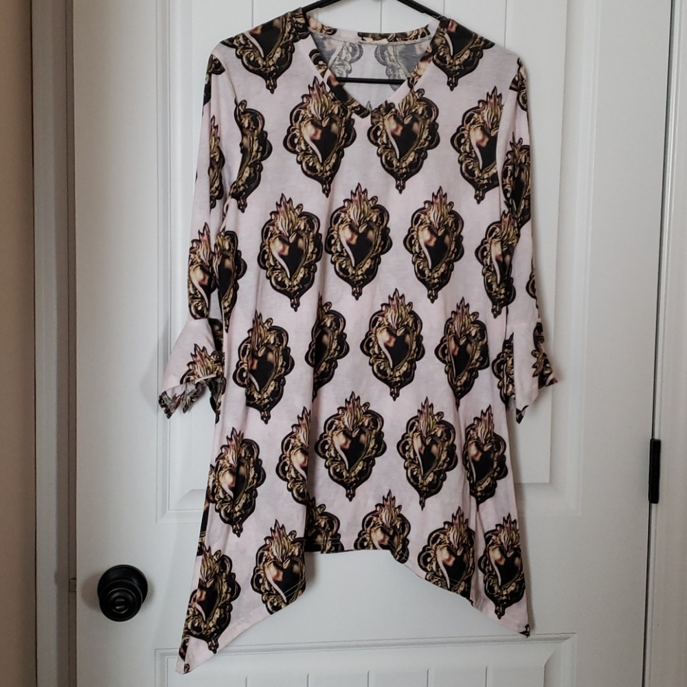 Indigo Soul, Medium, White Graphic Tunic/dress